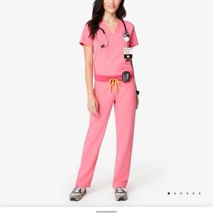 FIGS Neon Pink Scrub Top and Pant